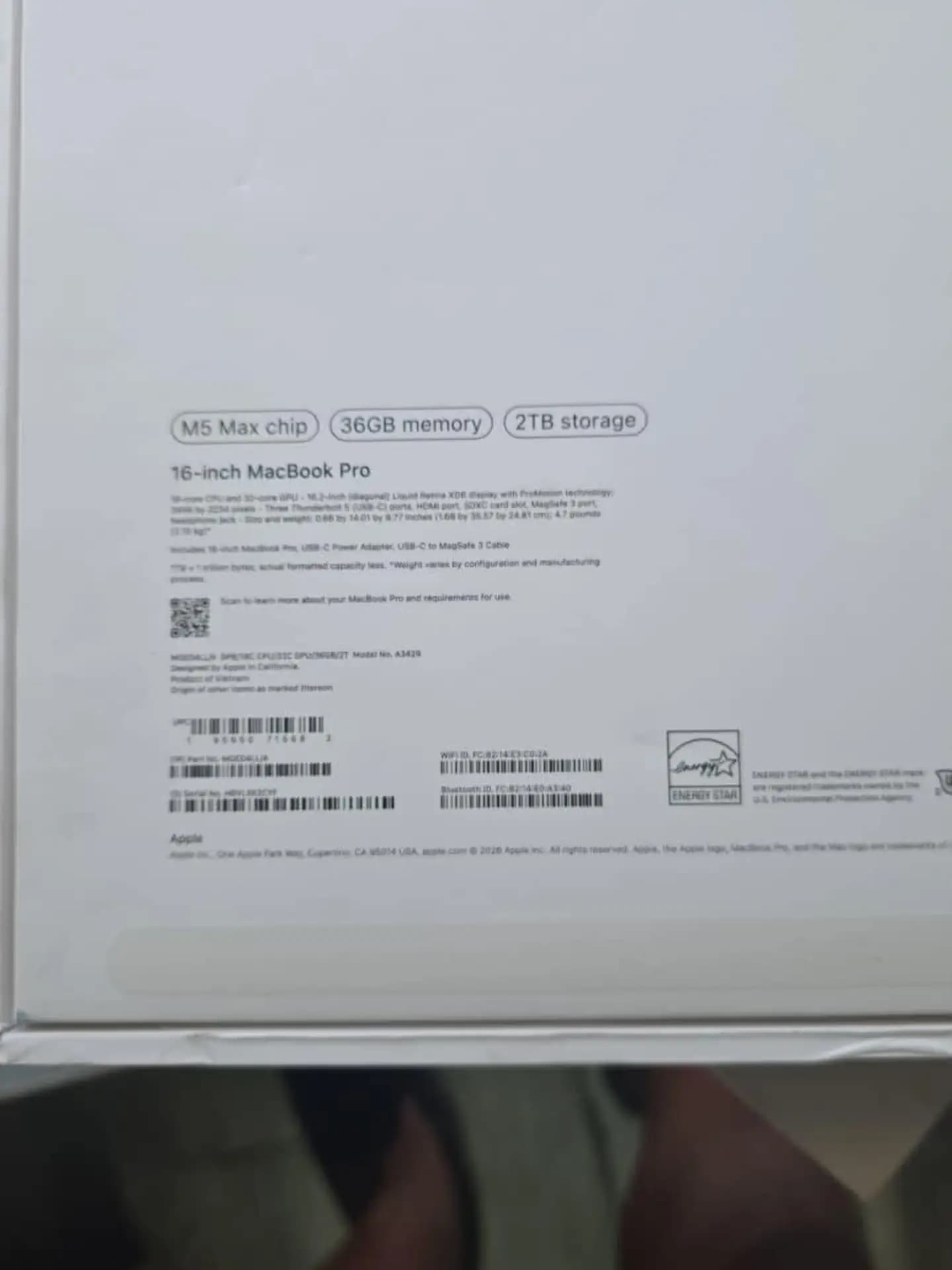 Brand New Macbook Pro M5 Max 16” 36/2TB (Mdm Bypassed)