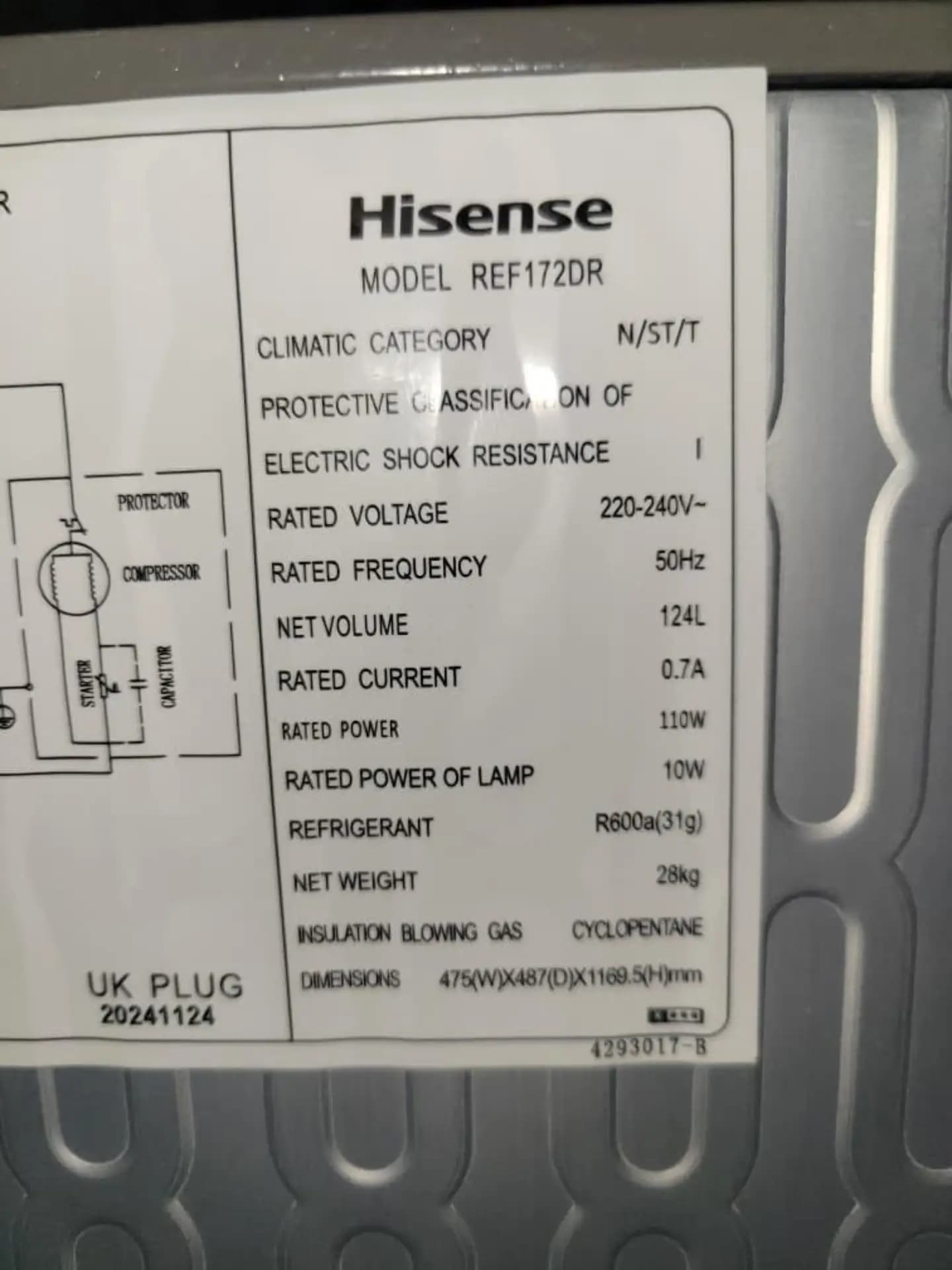 Used Hisense 124L Double Door Refrigerator