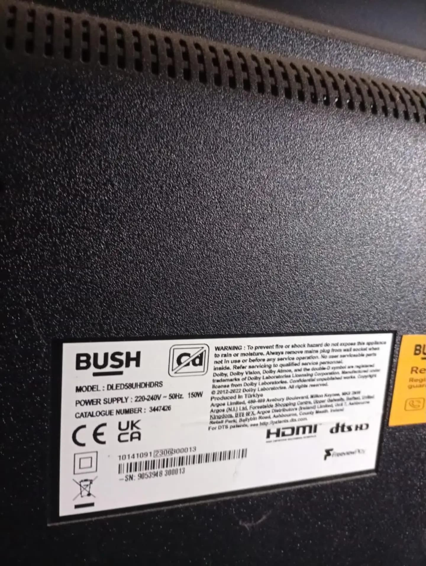 Used Bush 58 Inches 4K UHD Smart TV