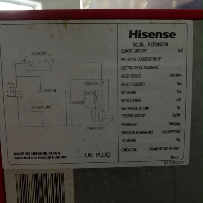 Used Hisense Double Door Refrigerator with Dispenser