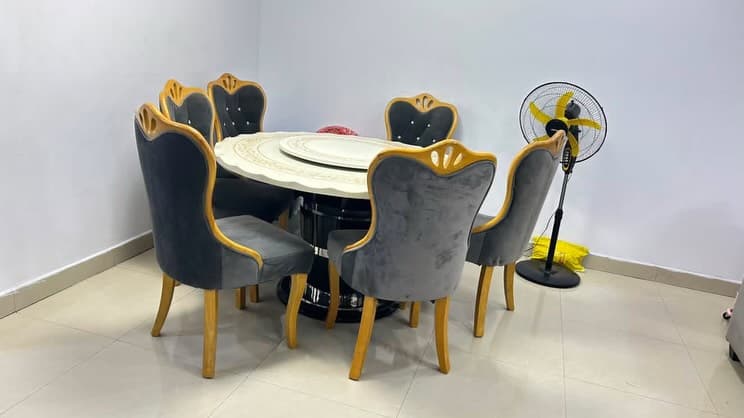 Barely Used Marble Top 6 Seater Dining Set