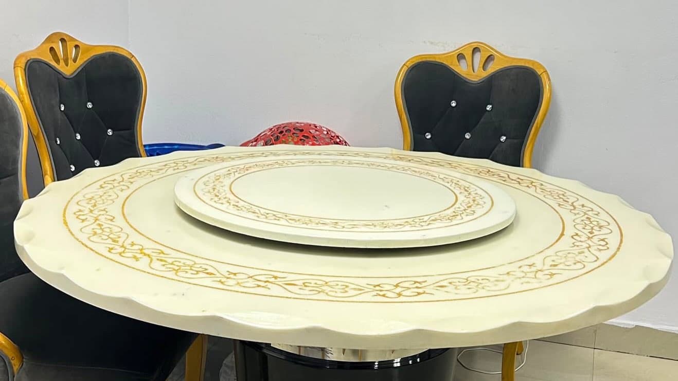 Barely Used Marble Top 6 Seater Dining Set